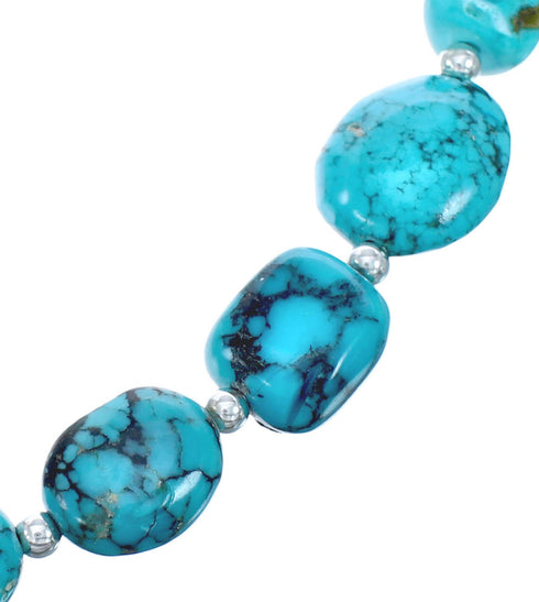 Sterling Silver Turquoise Freeform Bead Necklace KX121330